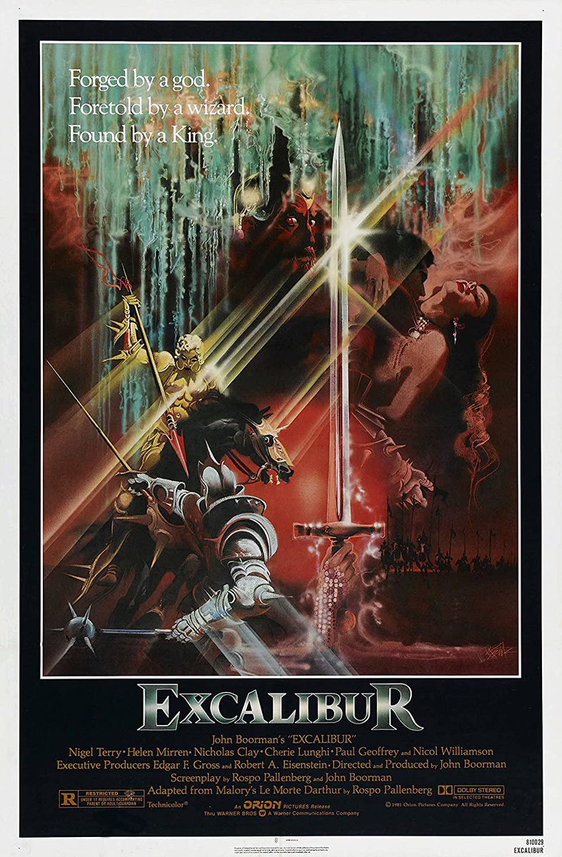 Excalibur (1981) condenses several Arthurian legends into a single spectacular epic. One of the most hypnotic and visionary films of all time.