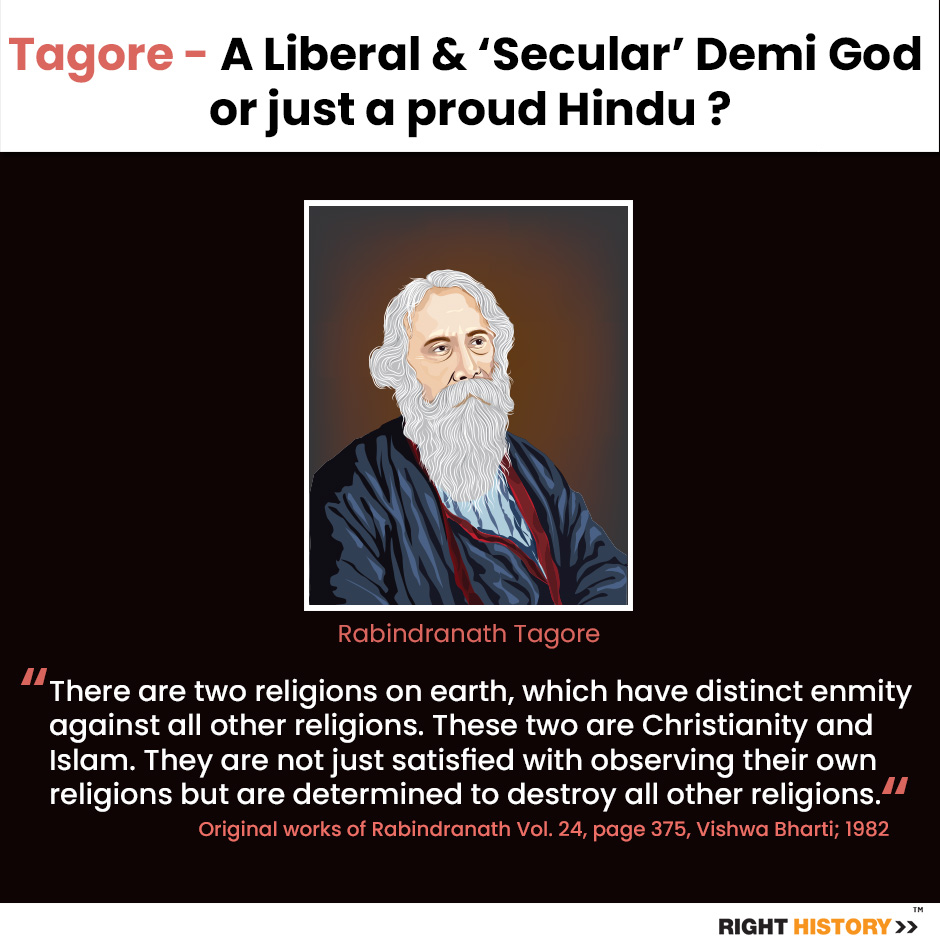 RightBharat's tweet photo. Rabindranath Tagore’s dialectical analysis of Abrahamic faiths has been systematically hidden in the history of modern India. 

#RightHistory #Tagore #WestBengal #PranabMukherjee #MamtaBanerjee #Didi #TMCHataoBanglaBachao https://t.co/BaZhzfHawX