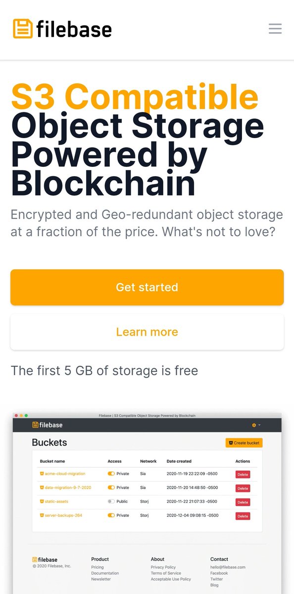 Lesson #3 - using Sia is 10x easier when you use  @Filebase Filebase is an S3-compliant API that sits in front of both  @SiaTechHQ and  @storjproject. All of the benefits with none of the hassle I trust and use  @Filebase myself.