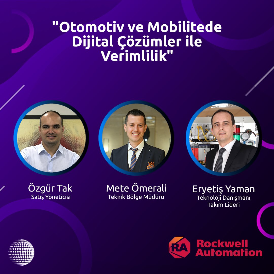 “Otomotiv ve Mobilitede Dijital Çözümler ile Verimlilik” isimli webinarımız bugün gerçekleşiyor. Sorularınızı sorabileceğiniz platforma rok.auto/3hm7ZVo link üzerinden katılım gösterebilirsiniz. #RockwellAutomation #webinar #dijital #dijitalçözüm #DünyaOtomotivKonferansı