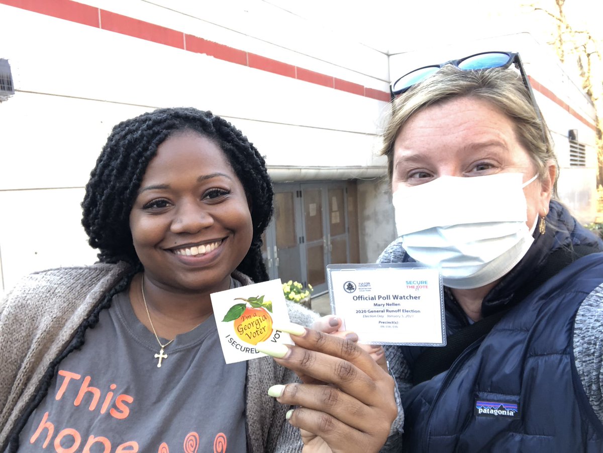 mmnellen's tweet photo. #GAsen #GApol #Georgia For everyone, it’s been a long “election season.” But today, as I neared the end of my work as a poll observer on Runoff Election Day in GA, a familiar face — with an infectious spirit (even under that mask!) — waltzed 💞💚into the polls...(cont’d) https://t.co/TbUK6MfELk