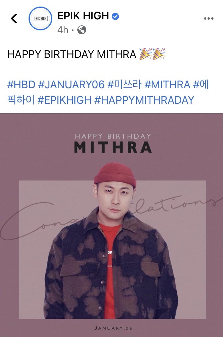 icaruswalksnet's tweet photo. EPIK HIGH’s Official Facebook Update:
HAPPY BIRTHDAY MITHRA 🎉🎉
#HBD #JANUARY06 #미쓰라 #MITHRA #에픽하이 #EPIKHIGH #HAPPYMITHRADAY
#HBDMITHRA https://t.co/SfiSk9swkY