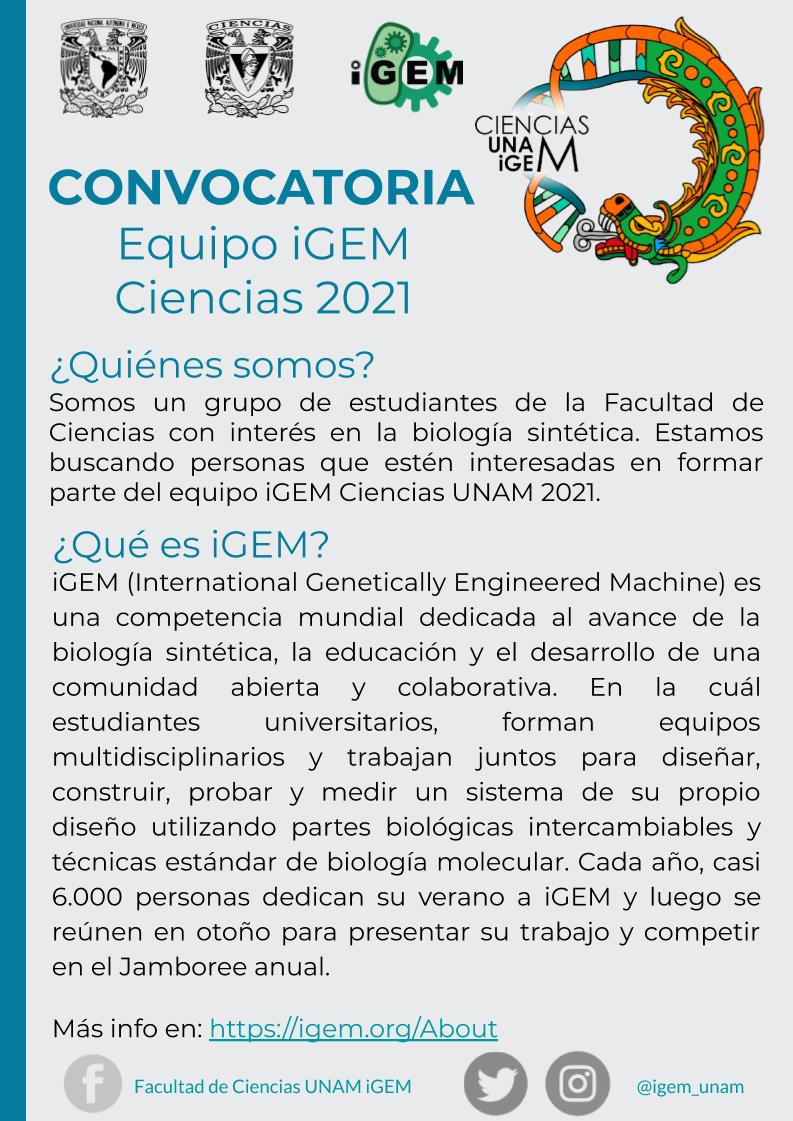 Synbio_UNAM's tweet photo. El equipo iGEM de la facultad de ciencias te desea un próspero 2021 lleno de ciencia 🥳 🧬
No pierdas la oportunidad de ser parte del equipo, quedan 11 días para el cierre de la convocatoria‼️
Abajo 👇🏽 encontrarás los enlaces para realizar tu inscripción 🤩, no te quedes fuera https://t.co/st9dyToQwO
