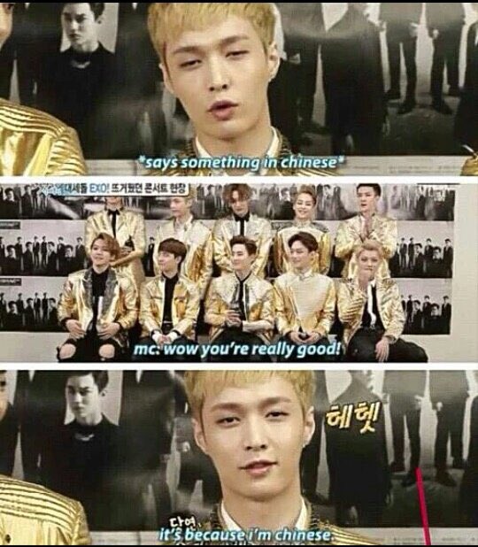 Q: What is Exo-L to Exo?Sehun: If you already knew, why would you ask?Meanwhile...:Q: What's your favorite sports?Chen: Sleeping.Q: so what is the album all about ?Kyungsoo: Should I answer it? I know you know already.