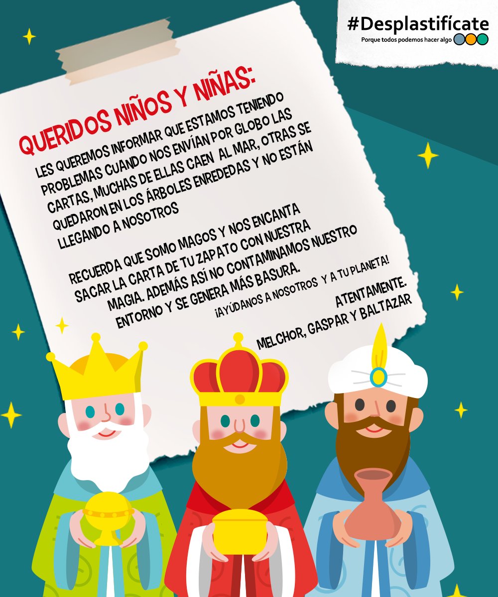 ¡Comunicado de los Reyes Magos! 📜 parece que han estado teniendo problemas para recibir las cartas 😱 ¿La tuya se quedó en tu zapato? 
Este #DíaDeReyes, #desplastifícate