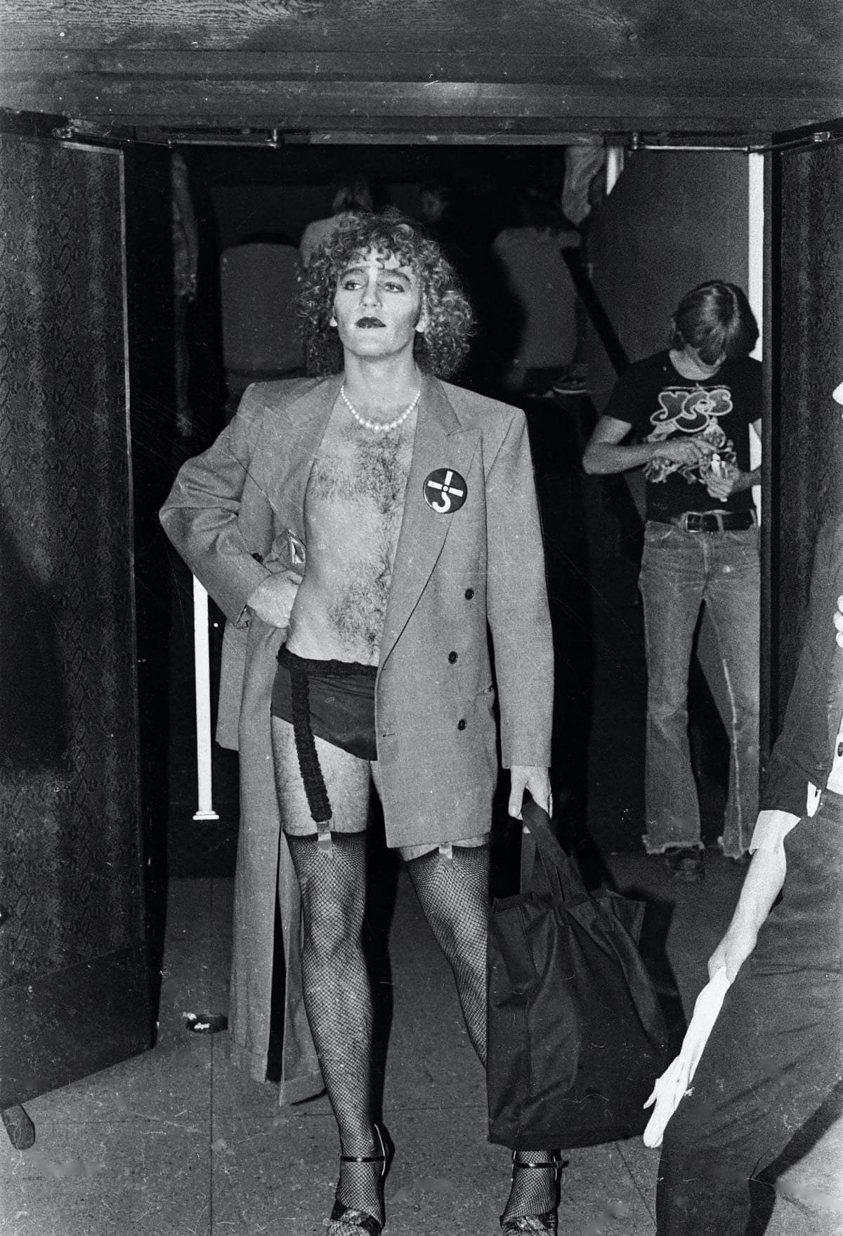 Michael Stipe in 1978 before a Rocky Horror show. Happy 61st birthday! (that s a Blue Oyster Cult pin on the coat). 