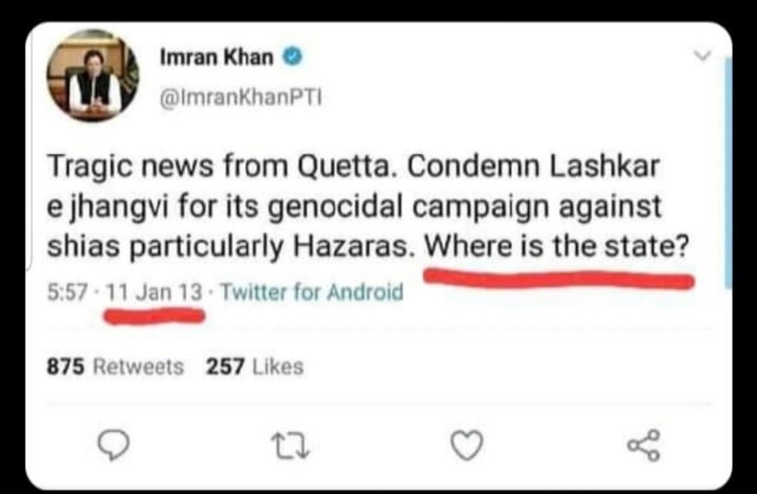 NublaBatool's tweet photo. Now where are you? @ImranKhanPTI What are you doing for them? We want justice #ShiaHazaraCallsPMIK https://t.co/ogXpjJx5I3