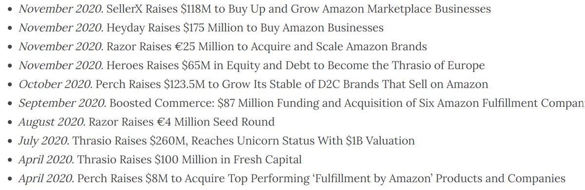 While a slightly different business model, its still interesting to compare  @itsumofan against the nearly $1B of capital deployed in '20 into the growing # of serial acquirers of Amazon sellers & brands:15 in 6 in 1 in 