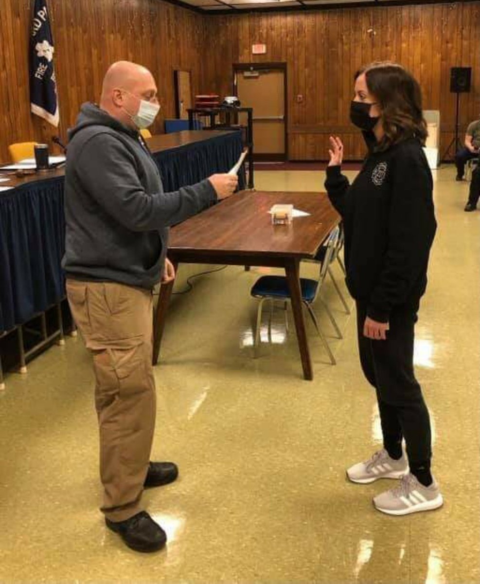 BonniesSoftball's tweet photo. Our catcher was sworn into her local fire department today.  Congratulations @maddiestew10, we are proud of you.  🔥  🚒  🚨 
#Bonnies #unfurl https://t.co/85eaj7G1pY