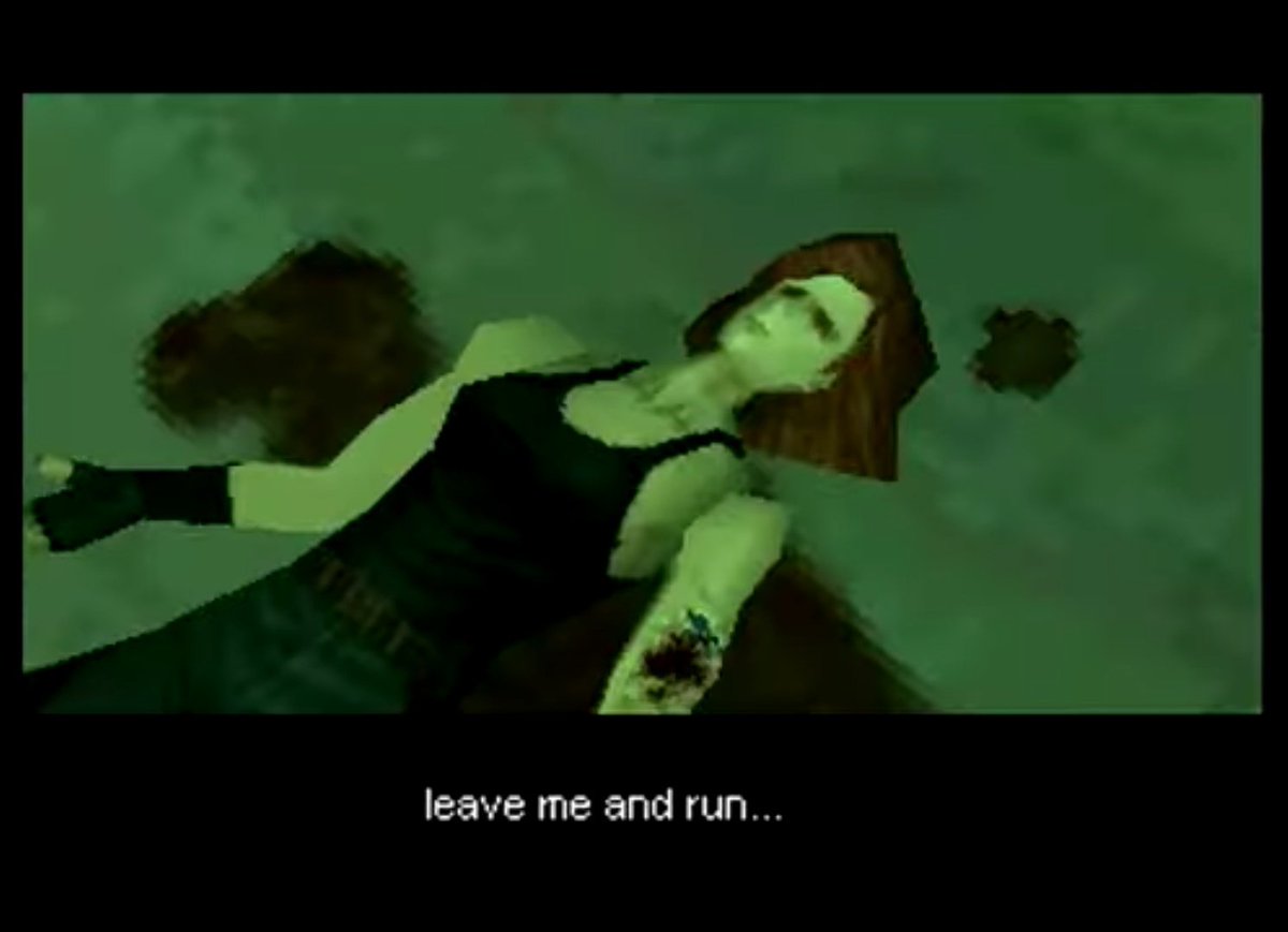 Gustava ends up dying from a surprise attack.Meryl is attacked almost the same way, bringing back Snake's painful memory of Gustava."I don't want to see any woman die in front of me."