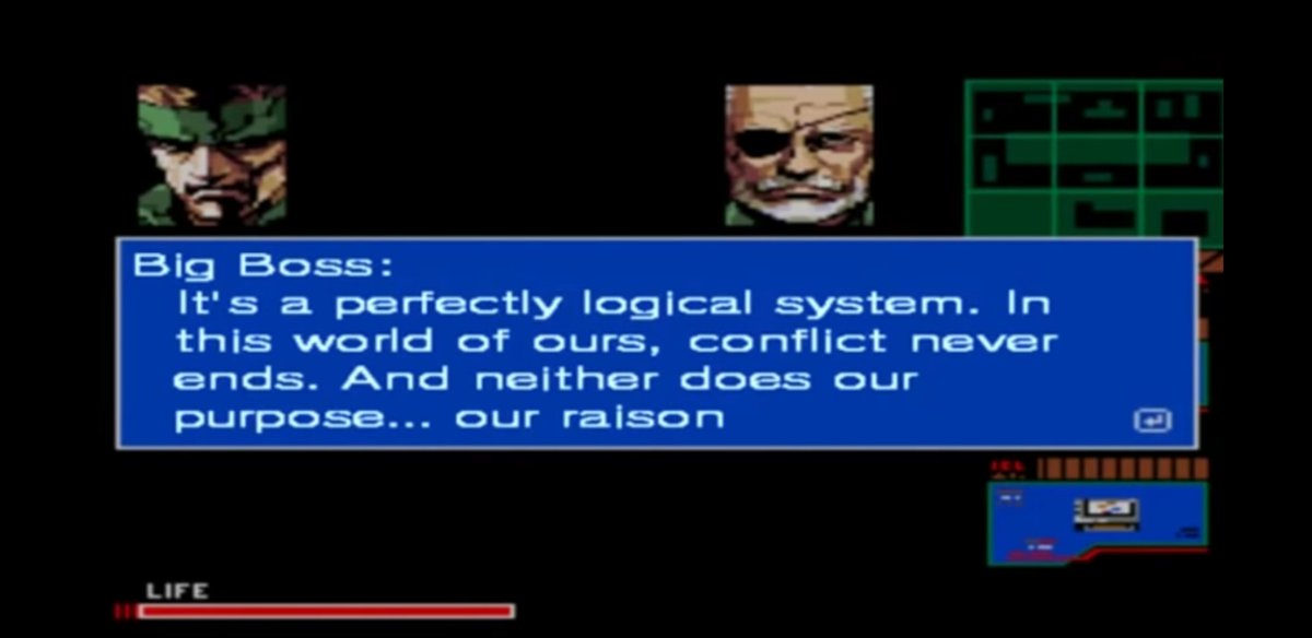 The Boss' speech in MGS3 is a paraphrased and morally correct version of Big Boss' speech in Metal Gear 2.