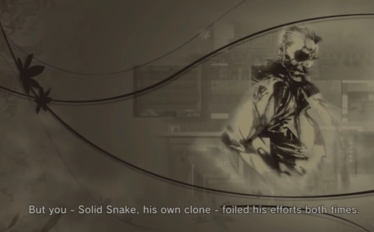 Big Mama in MGS4 recounts the events of MG1 and MG2. You can even see screenshots of the two games in the background of the last two images.Additionally, Metal Gear D is seen in the first image, the Metal Gear in MG2.