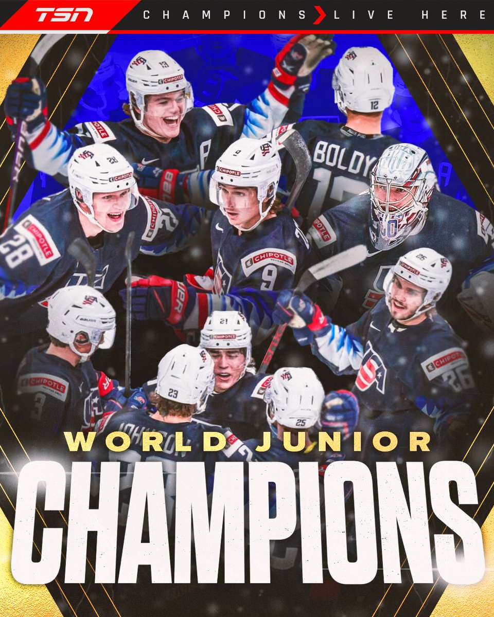 TSN_Sports's tweet image. USA defeats Canada, 2-0, to capture the gold medal at the #WorldJuniors!