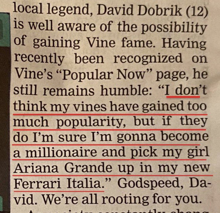 found an article from when i started my vine account, dreams do come true... kinda hahaha