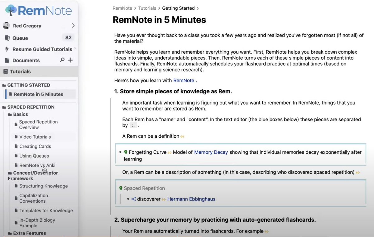 RemNote seems to have a pretty user-friendly documentation built in, with tutorials, strategies for structuring knowledge etc. Very different energy than the Roam Help Database, both because that takes forever to load, and because it's really a portal into the trash panda