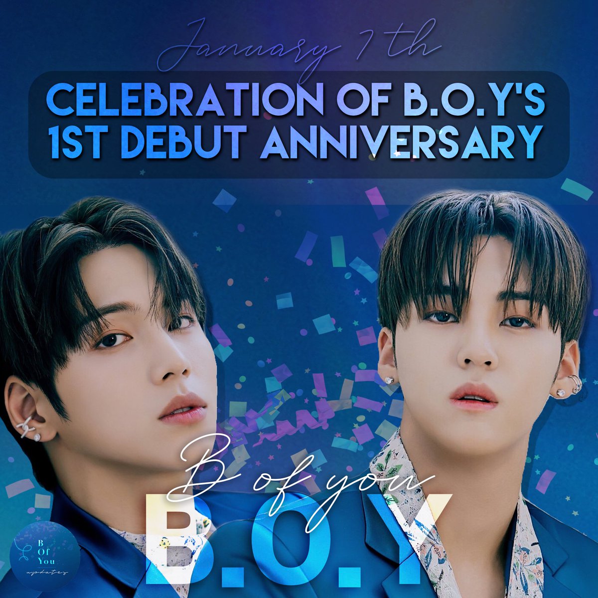 KHYV_UPDATES's tweet photo. [🔔] B.O.Y 1 ST ANNIVERSARY 🎉

The hashtag event will be later today at 11 PM KST! 

Are you ready Meet You’s? 🥳

Information about the two hashtags and guidelines will be posted closer to the event!

#비오브유 #BOfYou #B_O_Y 
#김국헌 #KOOKHEON #송유빈 #YUVIN
@official_bofyou https://t.co/DTIzE7fJsD