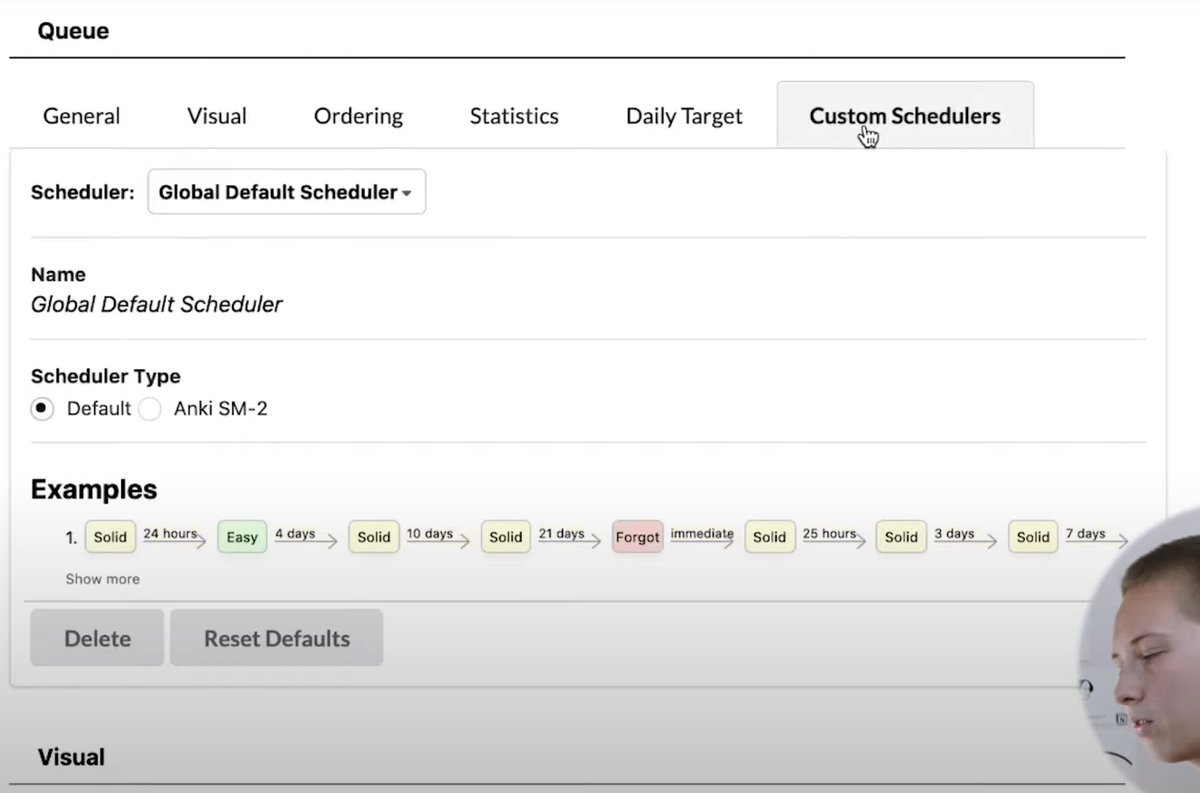 Custom schedulers for spaced repetition