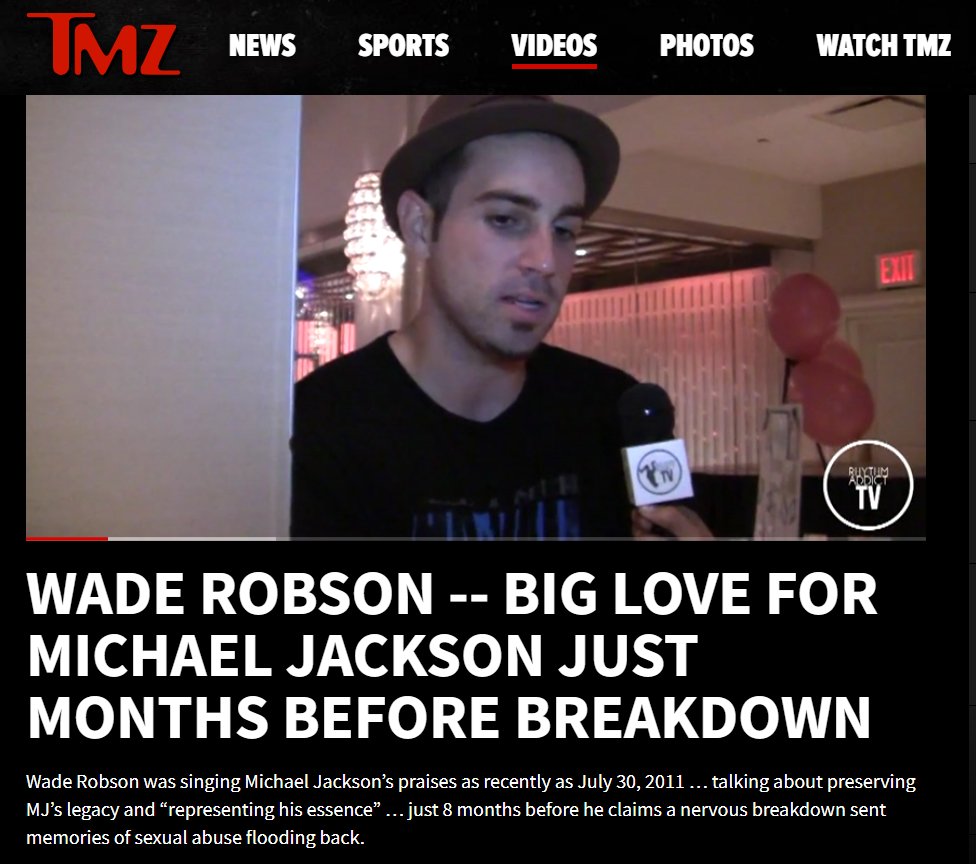 THREAD: In 2013, Wade "It's time for me to get mine!" Robson debuted his tall tale accusations to universal disbelief, even among heavily guilt-centric audiences.Of all pundits, Harvey Levin & TMZ staff were actually the most vocal in pointing out the absurdity of his claims.