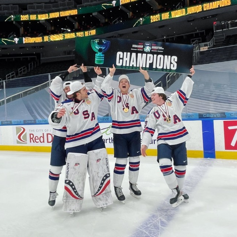 USAWJC's tweet photo. It ended 2-0. @usahockey won its fifth all-time #WorldJuniors gold medal with a flawless 2-0 win over Canada. Congrats! 🇺🇸🏆🥇#USAWJC https://t.co/MjjTObBGaR