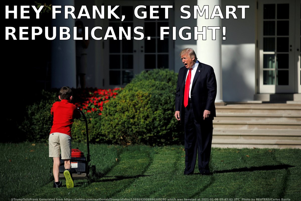 TrumpTellsFrank's tweet photo. Donald Trump, President of the United States of America, walks out on to the White House lawn to tell Frank his latest tweet… https://t.co/2mOBskxahF