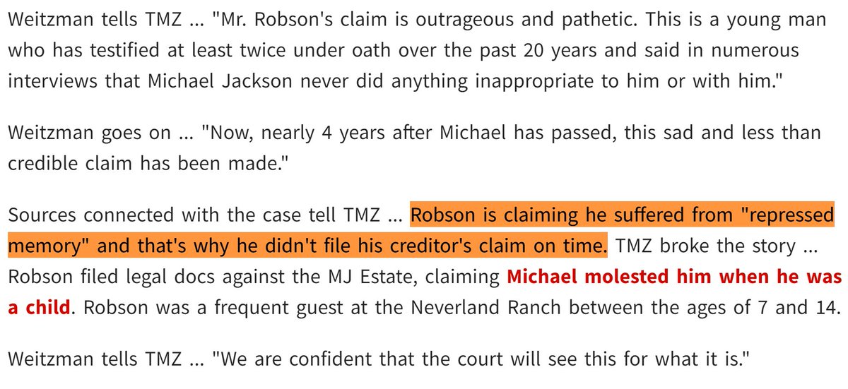 Initial sources in TMZ's circle suggested Wade's claims were based on "repressed memories" - The unfounded junk science commonly used in false CSA accusations (including those made against MJ by Kapon and Bartucci Jr.).Wade made a point to tell Lauer it wasn't repressed memory.