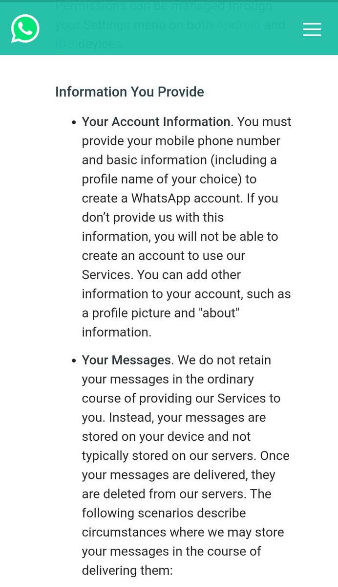 The information 'we' provide to  #WhatsApp include our messages. Also WhatsApp claims that it is end to end encrypted BUT,