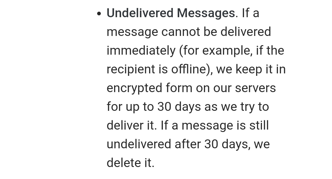 BUT if your friend / enemy / boyfriend / family or anyone is offline and your message sent to him cannot be delivered  #immediately, it will be saved on  #WhatsApp servers for 30 days.