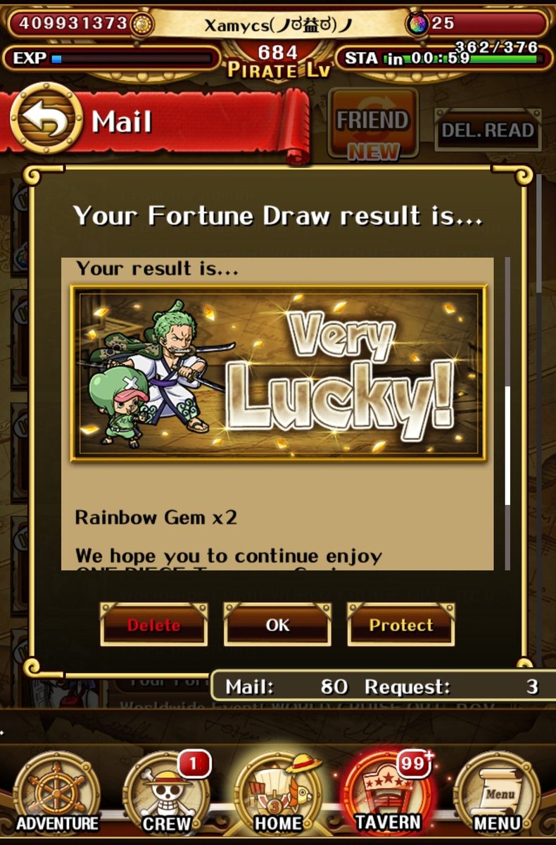 Xamycs's tweet photo. @ONE_PIECE_TC #trecru2021 still very lucky.. hope to be more lucky tomorrow https://t.co/IKV7xzbbiN