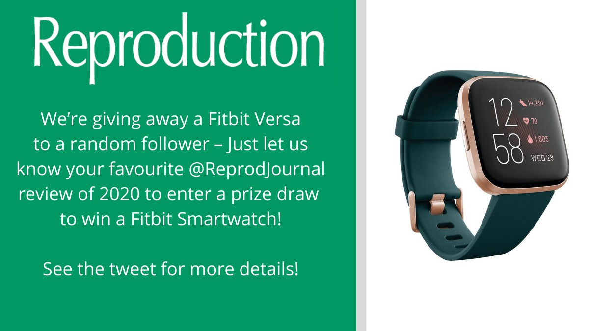ReprodJournal's tweet photo. Tell us your favourite @ReprodJournal review of 2020 for a chance to enter a prize draw to win a Fitbit Versa!
Follow @ReprodJournal, retweet this tweet and include the hashtags #ReproReview & #Fertility2021 to enter https://t.co/DoZUvsQnqX