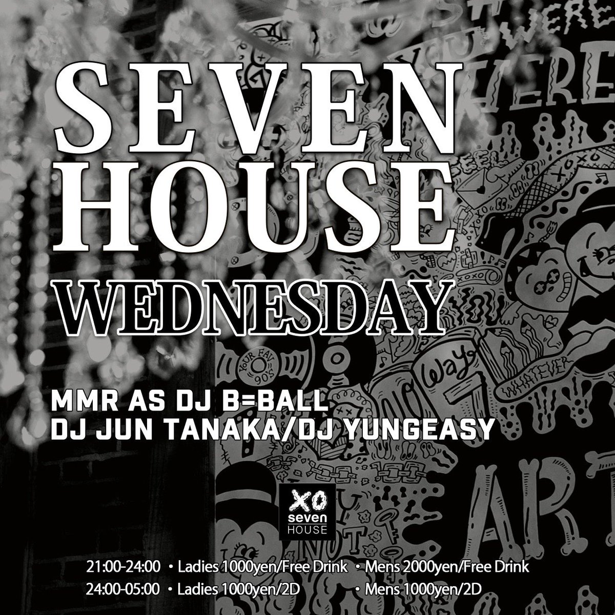 --𝐒𝐞𝐯𝐞𝐧 𝐡𝗼𝐮𝐬𝐞--

𝐎𝐏𝐄𝐍 21︰00~05︰00

    【24︰00までの御来店】
男性︰¥2000  女性︰¥1000
     朝5時まで飲み放題‼️

本日も沢山の御来店お待ちしてます🙇‍♀️

#sevenhouse 
#allstripe 
#osaka 
#musicbar 
#standingbar 
#shisha 
#photospot