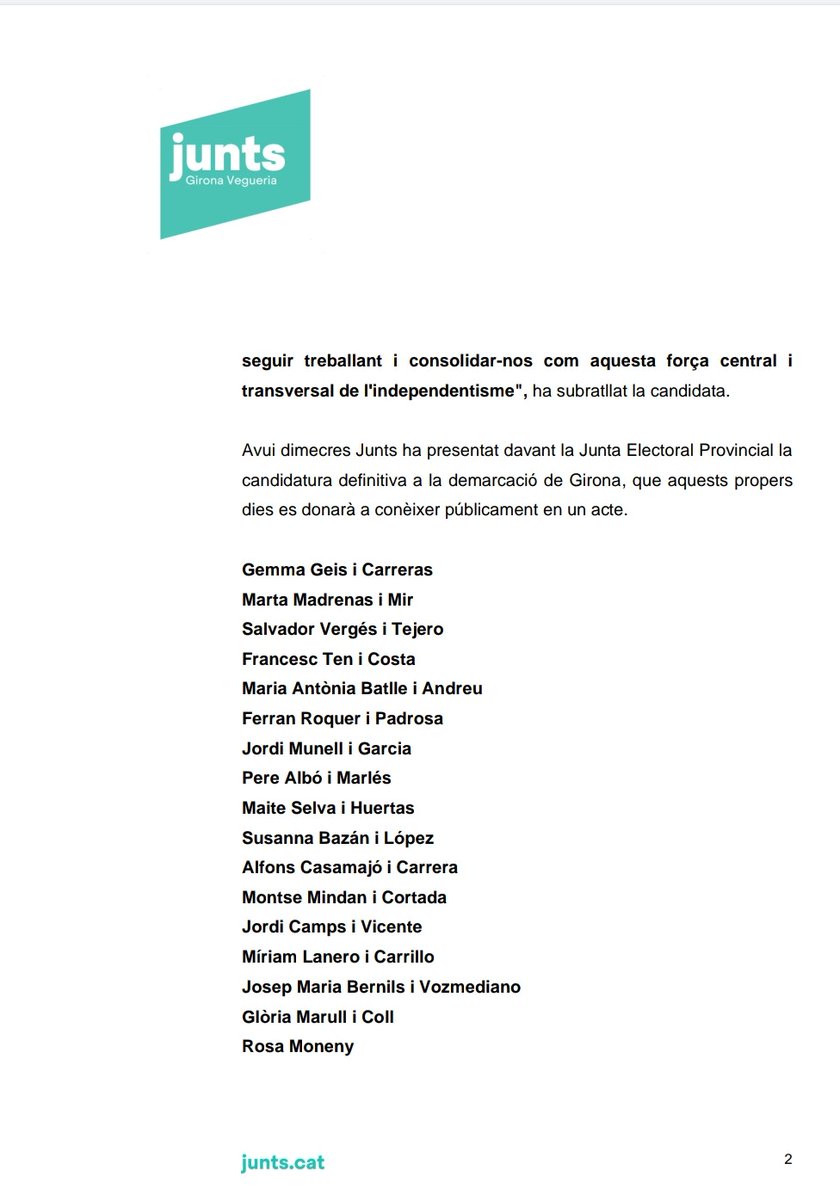Junts per Catalunya Girona-Vegueria 🎗 tweet media