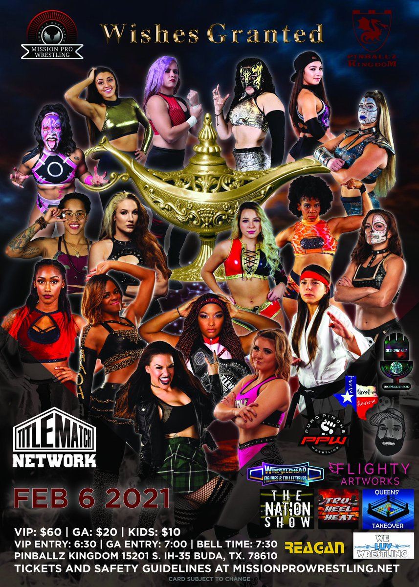 February 6th #mpwwishesgranted  Get your tickets at Missionprowrestling.net or Stream it live at Titlematchnetwork.com #WomenWorthWatching #WomensWrestling #AEW #AEWDark #NWA