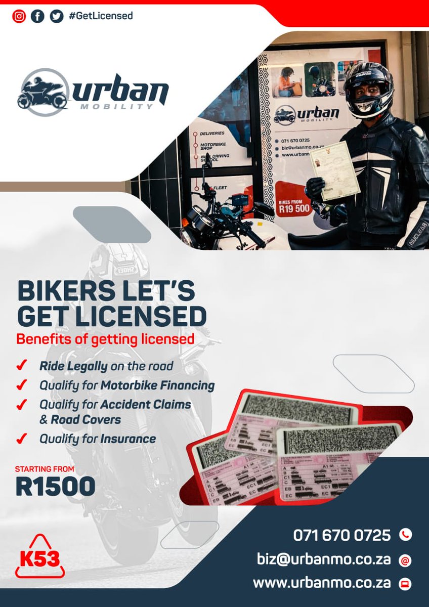 UrbanMobilitySA's tweet image. Bikers resolution 2️⃣0️⃣2️⃣1️⃣

✅ Get licensed.  🏍️🚦🛑🚫⛔

#OperationGetLicensed #CodeA 
☎️0716700725