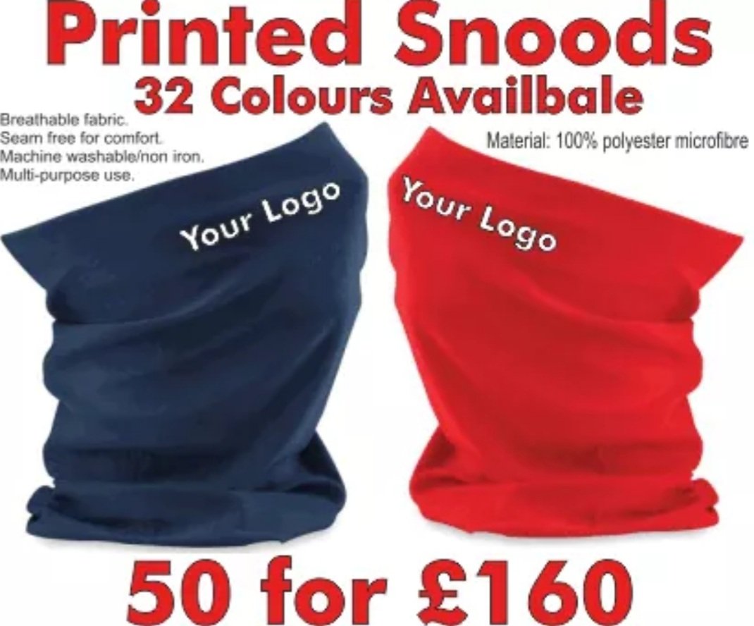 Printed Snoods - One Colour Print onto Snoods - 32 Colours to choose from - 👀👀View Colours our-catalogue.com/CTSI/?p=BB900👀👀 or call☎️ 01224 781370 📧email crest-t-shirts@outlook.com 
#workwear #work #uniform #clothing #branded #logo #bundles #personalised #personalisedclothing