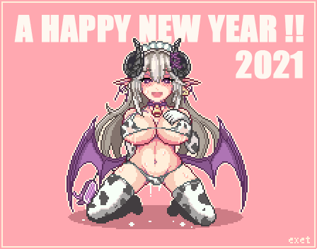 少し遅くなりましたが、書き初め🔞ドット絵
丑年らしく牛メリィちゃんです。
今年も宜しくお願い致します～
#ドット絵 #悦楽百華アレグリア 