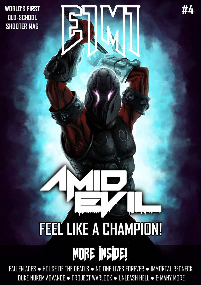 E1M1Magazine's tweet image. #E1M1Mag Issue 4! You'll be able to find out more about this issue next week, when our Kickstarter campaign for issues 4-6 goes live! WATCH THIS SPACE.

Artwork by @Freeman1of2!

#AmidEvil #FPS #BoomerShooter #IndieDev 
@IndefatigableNZ @DaveOshry @NewBlood
#RetroFPS #Doom #Quake