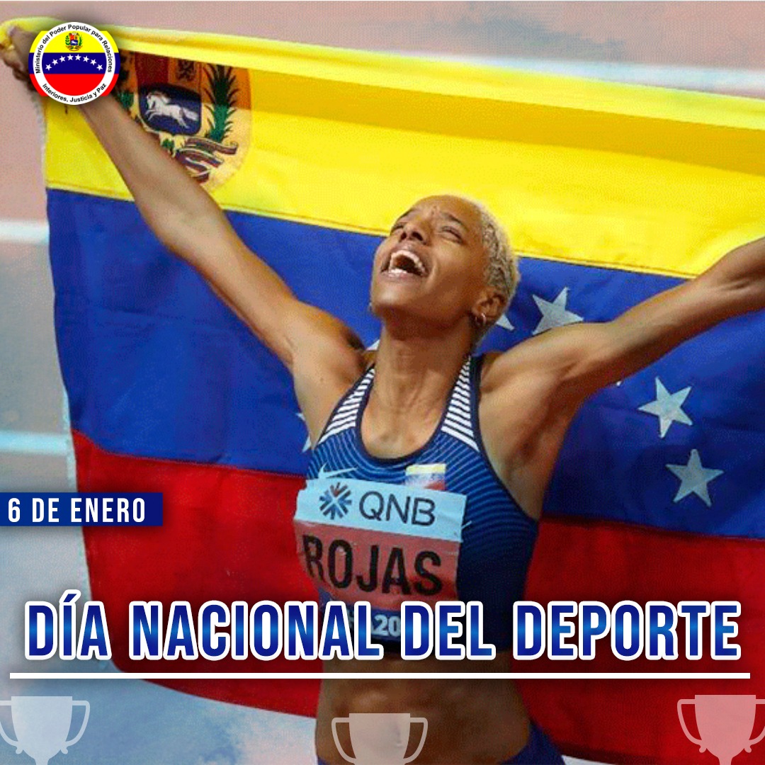 MijpVzla's tweet photo. 👉  Hoy #6Ene celebramos el Día del Deporte Nacional, rindiendo homenaje a  todos los atletas que compiten en distintas disciplinas deportivas por dejar en alto el nombre de Venezuela, esta celebración se remonta al año 1945.

#MPPRIJP
#ANPatriota https://t.co/d6NvCIv5kr