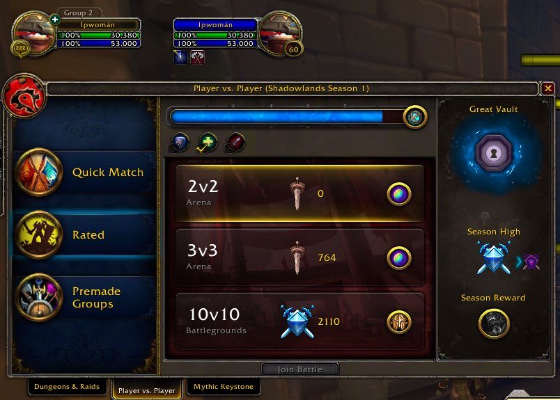 SmmidgetGaming's tweet photo. We did it!
Got the 2100, now on to 2400.
Would like to say that I have 25% versatility and I still get reamed on a regular basis. Maybe we retire the monk and bring out the priest. 💚
#Warcraft #worldofwarcraft #pvp #rbg #rbgs #monk #mistweaver #MWmonk #ratedbattlegrounds https://t.co/9RJu2vW1Ul