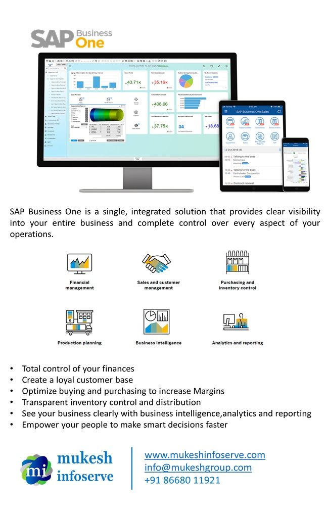 MukeshInfo's tweet photo. For further details Visit https://t.co/9D6nCcDXg8 or call us on +91 86680 11921 #sapbusinessone #erpsolutions #smbiz #msme #sapb1 https://t.co/4L717l3ZOg