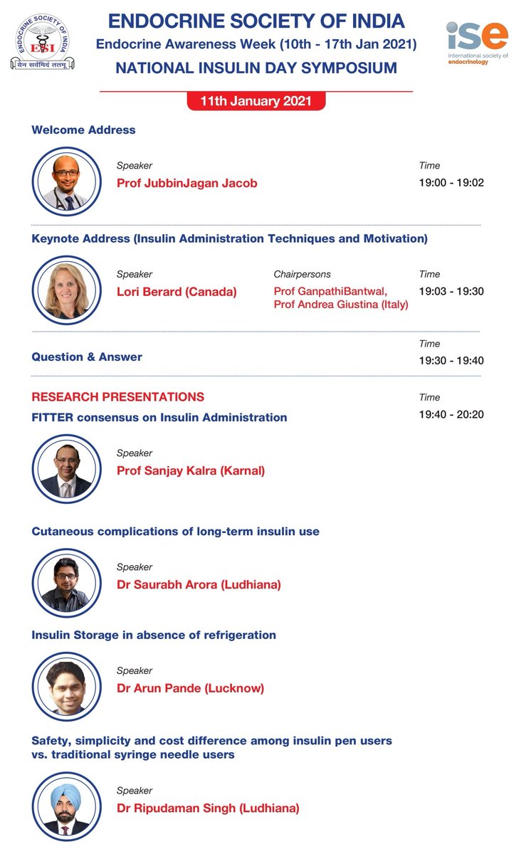 IndiaESI's tweet photo. Detailed agenda 11th January 19:00- 21:00hrs IST

#NationalInsulinSymposium
#endocrineawarenessweek

 Registration is free

Visit us at https://t.co/Mjkol7AypE 
 🇮🇳
  #welcome2021 #goldenjubilee #AcademicChatter #SundayToSunday #india
@isendo @EsePresident @Clin_Owl_Endo @j_metb https://t.co/kbd1y2ryMS