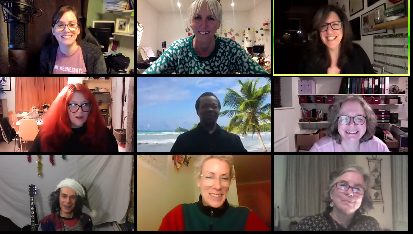 SoundSenseUK's tweet photo. So lovely seeing these smiling faces at last nights Gathering :) @JessAbrams @rebeccadenniff @CeriTippetts @Bex_Mather @NKHsoundLINCS #communitymusic #gathering #workingonline #digitalpractice #workingdigitally #digitalmusicdelivery https://t.co/Gts10yUJ0z