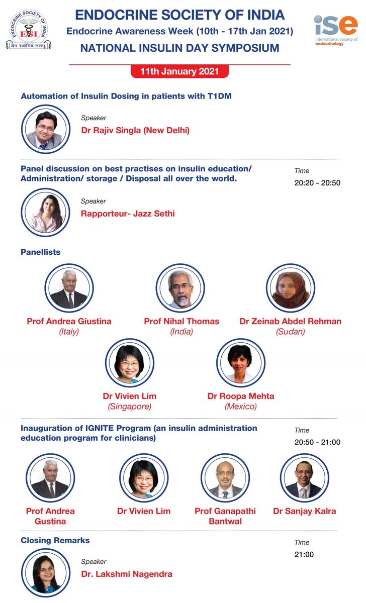 IndiaESI's tweet photo. Detailed agenda 11th January 19:00- 21:00hrs IST

#NationalInsulinSymposium
#endocrineawarenessweek

 Registration is free

Visit us at https://t.co/Mjkol7AypE 
 🇮🇳
  #welcome2021 #goldenjubilee #AcademicChatter #SundayToSunday #india
@isendo @EsePresident @Clin_Owl_Endo @j_metb https://t.co/kbd1y2ryMS