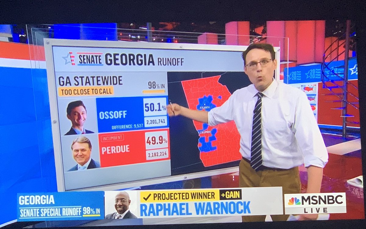 Meidas_Erin's tweet photo. One down one to go Georgia. Congratulations to the new Senator @ReverendWarnock for making history tonight. Thank you to @staceyabrams and all those who made this happen❤️🤍💙🇺🇸 #GeorgiaRunOffRaces #SenatorRaphaelWarnock #GeorgiaNeedsOssoff #TrackingKornacki https://t.co/Mzqrx2z3QJ
