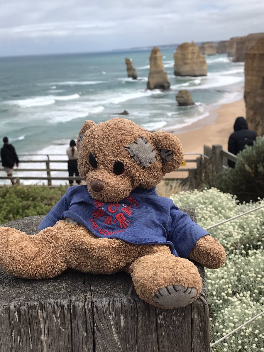 RennisonKate's tweet photo. @communitypresch Travelling Ted visited the iconic #TwelveApostles and the stunning #ApolloBay today!#travellingteddownunder https://t.co/ubjiRK5AGP