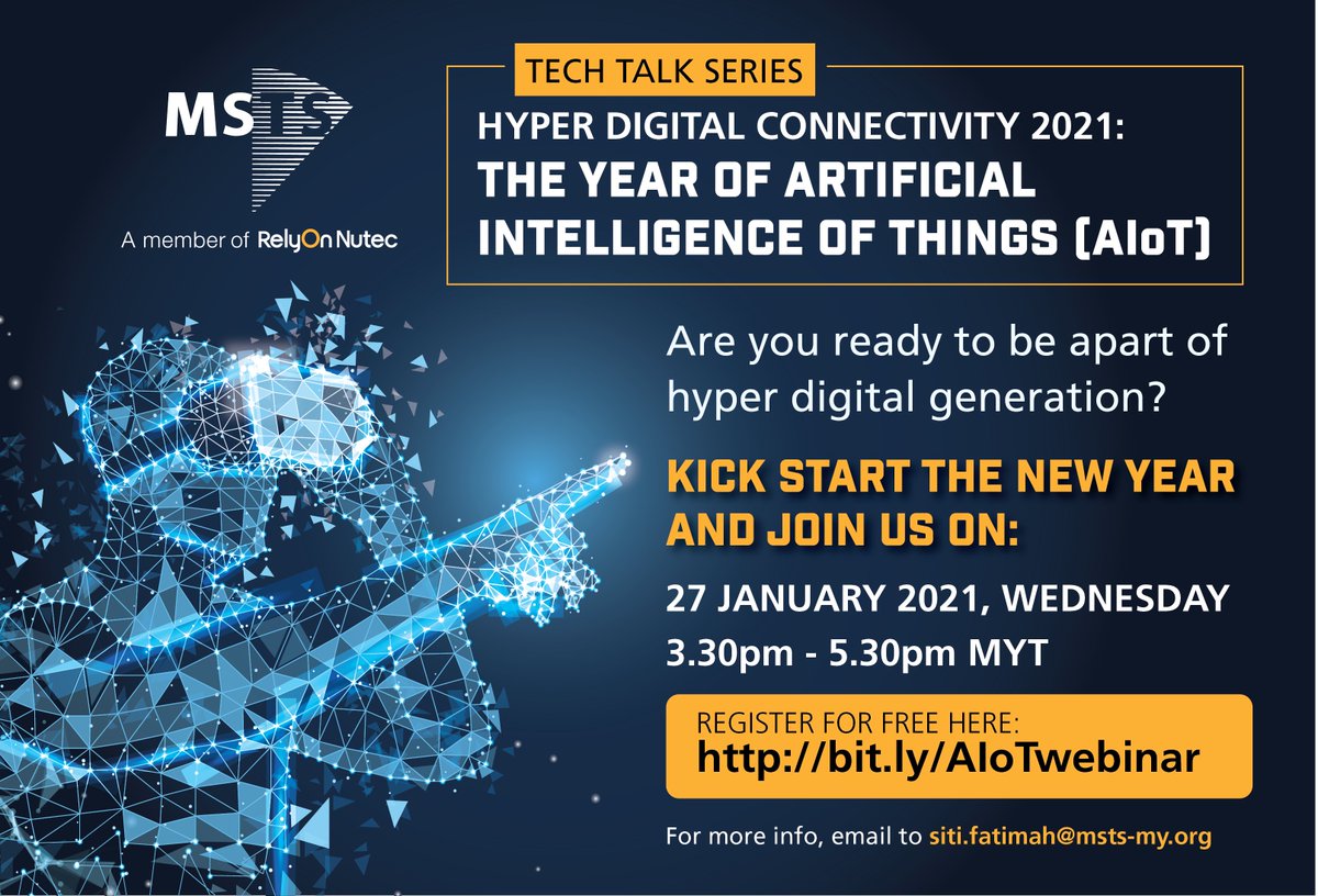 mstsasia's tweet photo. Learn more about AIoT or Artificial Intelligence of Things in our next Tech Talk Series on 27th January 2021 from 3.30pm to 5.30pm!

Register for free here: https://t.co/aCnZRIsIuB https://t.co/GEraD0UaEp