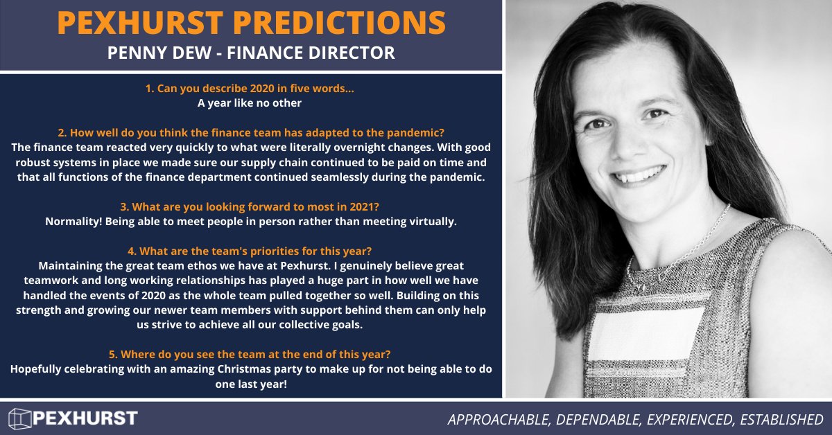 Pexhurst's tweet photo. Today we kickstart our new campaign - 'Pexhurst Predictions!'

Here Penny Dew, Finance Director, talks to us about the importance of teamwork and where she thinks the world will be at the end of the year. 

https://t.co/U1p3seQHHO

#Predictions #MainContractor #Finance #Pexhurst https://t.co/ZyC9xSwBvj