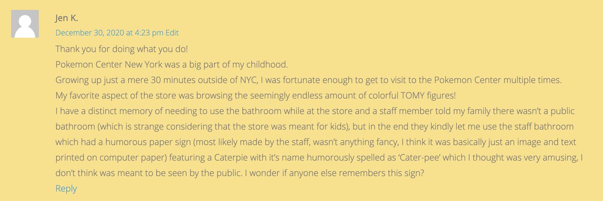 toloveLfromVine's tweet photo. Just mod-approved this funny new comment on https://t.co/WSkb5fe0Yt. Gotta say, I certainly didn't know about this "fun fact"
...
lol "Cater-pee" XD
#Pokemon #PokemonCenterNY #PCNY #PokemonCenterNewYork https://t.co/fScnt76tq5