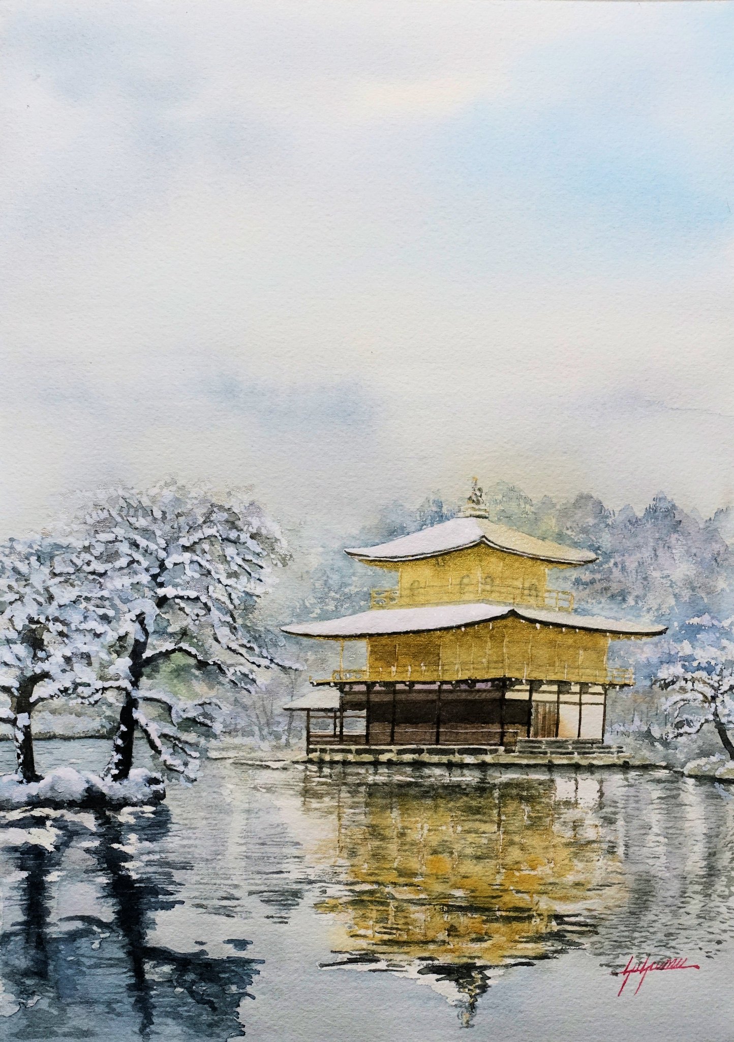 絵画「蝉時雨」水彩画