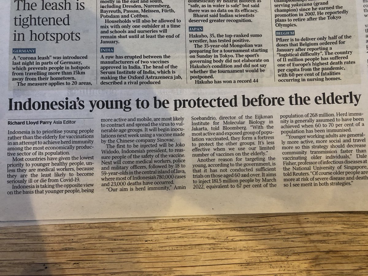 Indonesia vaccinating the young first- makes so much sense. The young deserve their lives back- the older generation and vulnerable need to shield.