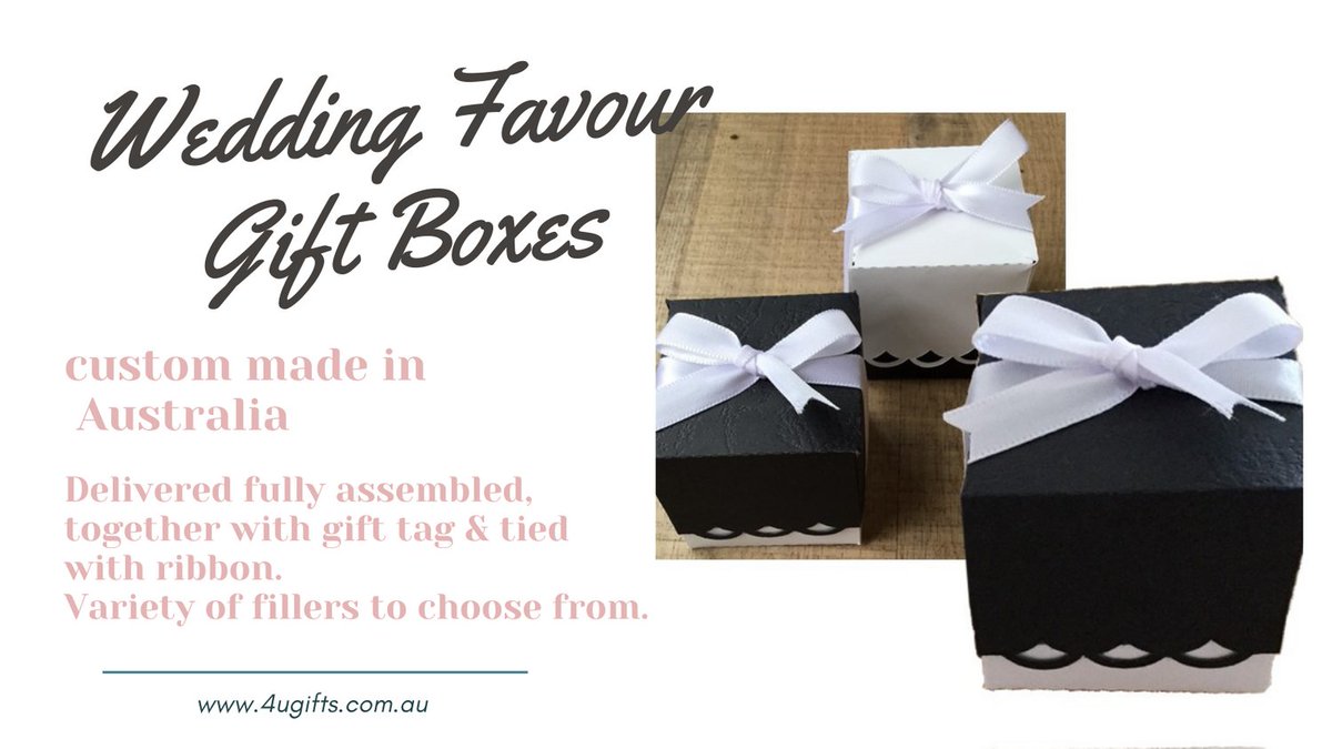 New : Wedding favours 2021.
All new products,  our first new look is this gift box custom made in Australia.
It is delivered fully assembled, includes a gift tag and ribbon.  
We have a variety of fillers for you to choose from.